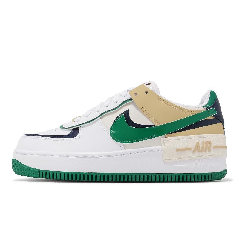 Nike 耐吉休閒鞋Wmns AF1 Shadow 女鞋白藍多色皮革低筒AF1 經典DZ1847