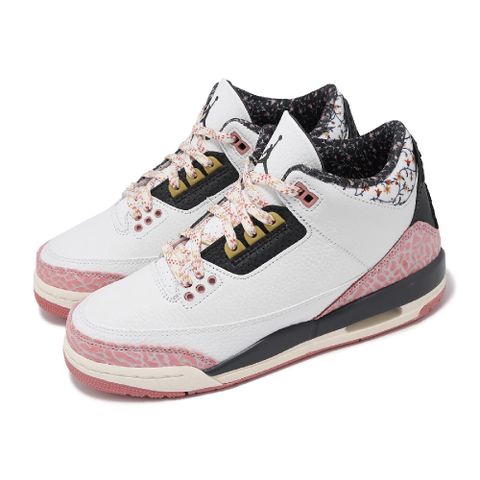 Nike 耐吉 休閒鞋 Air Jordan 3 Retro GS 大童 女鞋 白 粉 爆裂紋 AJ3 三代 氣墊 441140-100