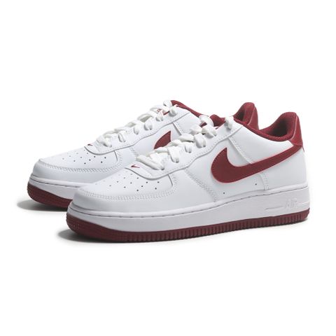 NIKE 耐吉 休閒鞋 AIR FORCE 1 GS 白 酒紅 皮革 大童 女 FV5948-105