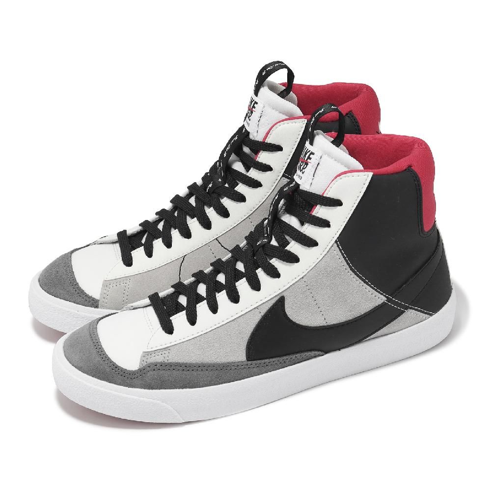 NIKE 耐吉   休閒鞋 Blazer Mid 77 SE D GS 大童 女鞋 灰 紅 高筒 皮革 經典 板鞋 DH8640-100