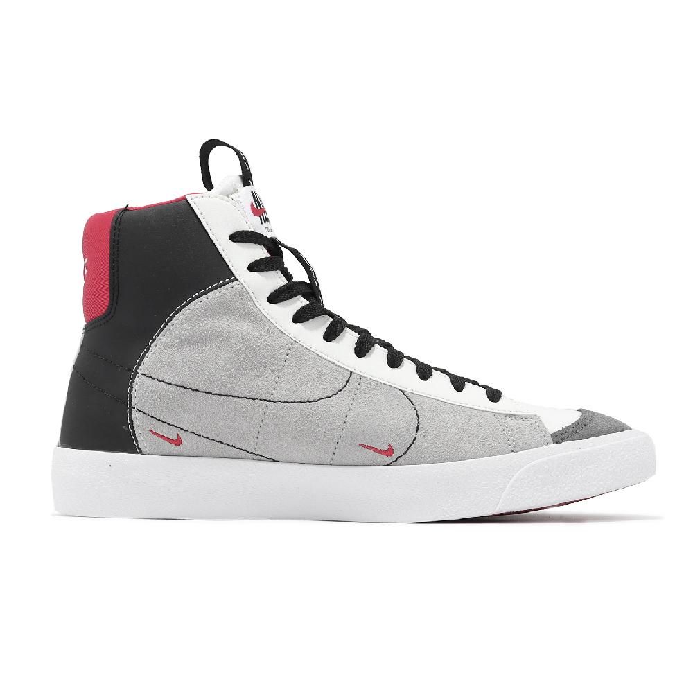 NIKE 耐吉   休閒鞋 Blazer Mid 77 SE D GS 大童 女鞋 灰 紅 高筒 皮革 經典 板鞋 DH8640-100