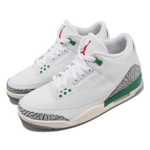 Nike 耐吉 休閒鞋 Wmns Air Jordan 3 Retro 女鞋 白 綠 爆裂紋 AJ3 氣墊 CK9246-136