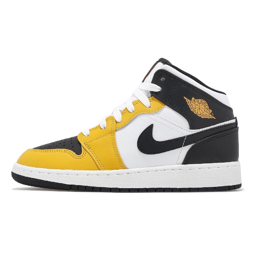 NIKE 耐吉   休閒鞋 Jordan 1 Mid Yellow Ochre GS 大童 女鞋 黃 黑 撞色 AJ1 DQ8423-701