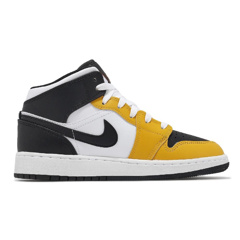 NIKE 耐吉   休閒鞋 Jordan 1 Mid Yellow Ochre GS 大童 女鞋 黃 黑 撞色 AJ1 DQ8423-701