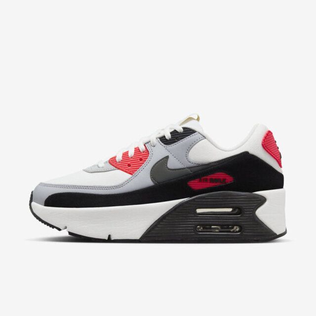 NIKE 耐吉  Air Max 90 Lv8 [FD4328-101] 女 休閒鞋 運動 復古 雙層氣墊 緩震 厚底 白黑紅