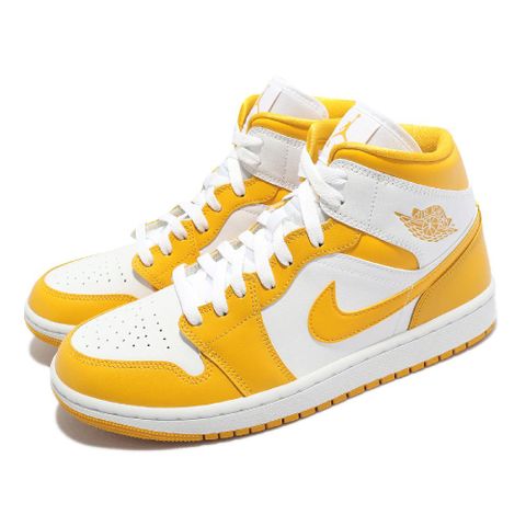 NIKE 耐吉 休閒鞋 Wmns Air Jordan 1 Mid 金黃 白 女鞋 男鞋 喬丹1代 AJ1 高筒 BQ6472-117