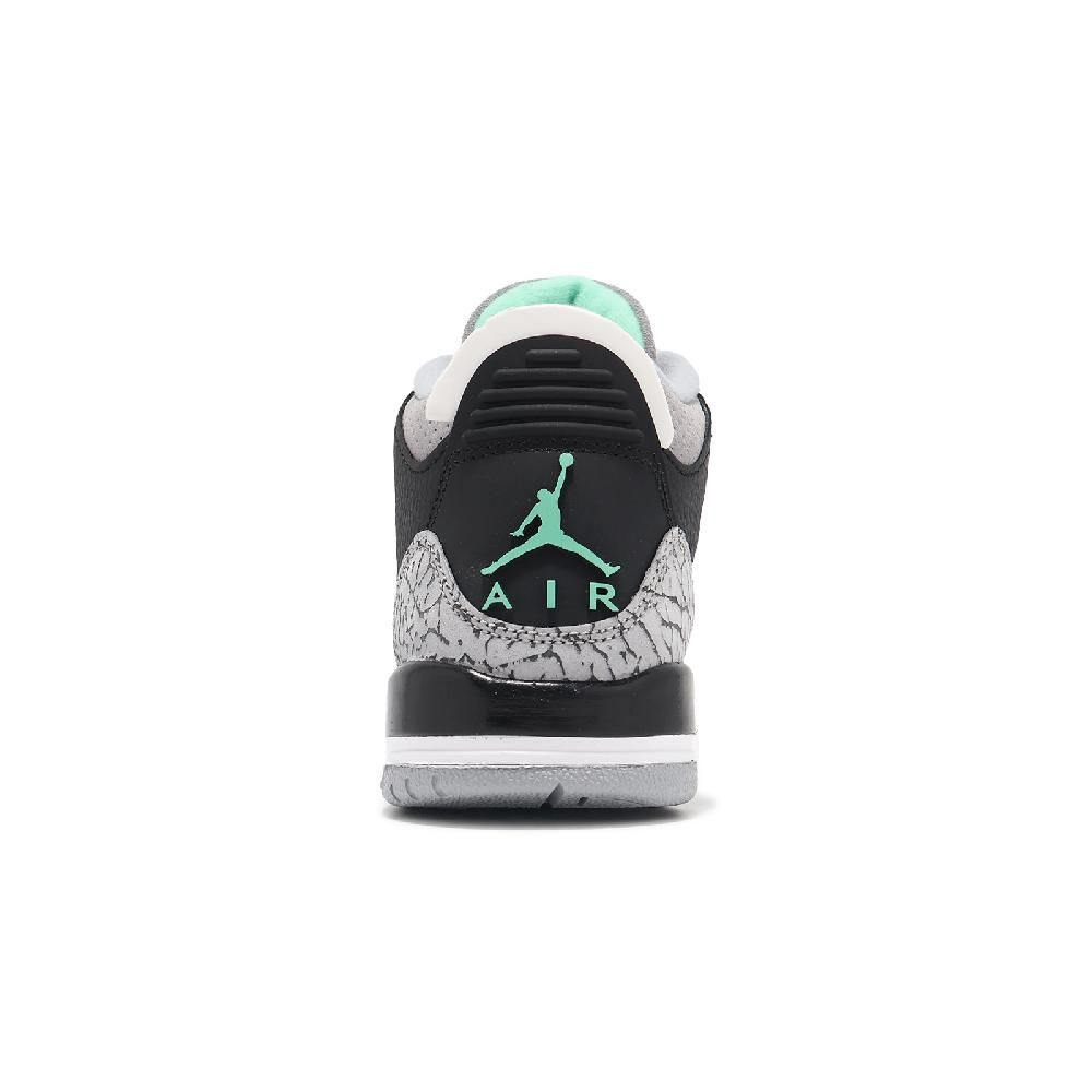 NIKE 耐吉   Air Jordan 3 Retro GS Green Glow 大童 女鞋 3代 黑 綠 爆裂紋 DM0967-031