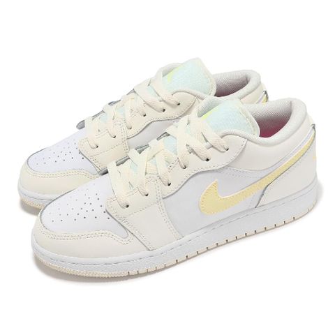 NIKE 耐吉 休閒鞋 Air Jordan 1 Low GS 大童 女鞋 白 鵝黃 AJ1 FV8486-181