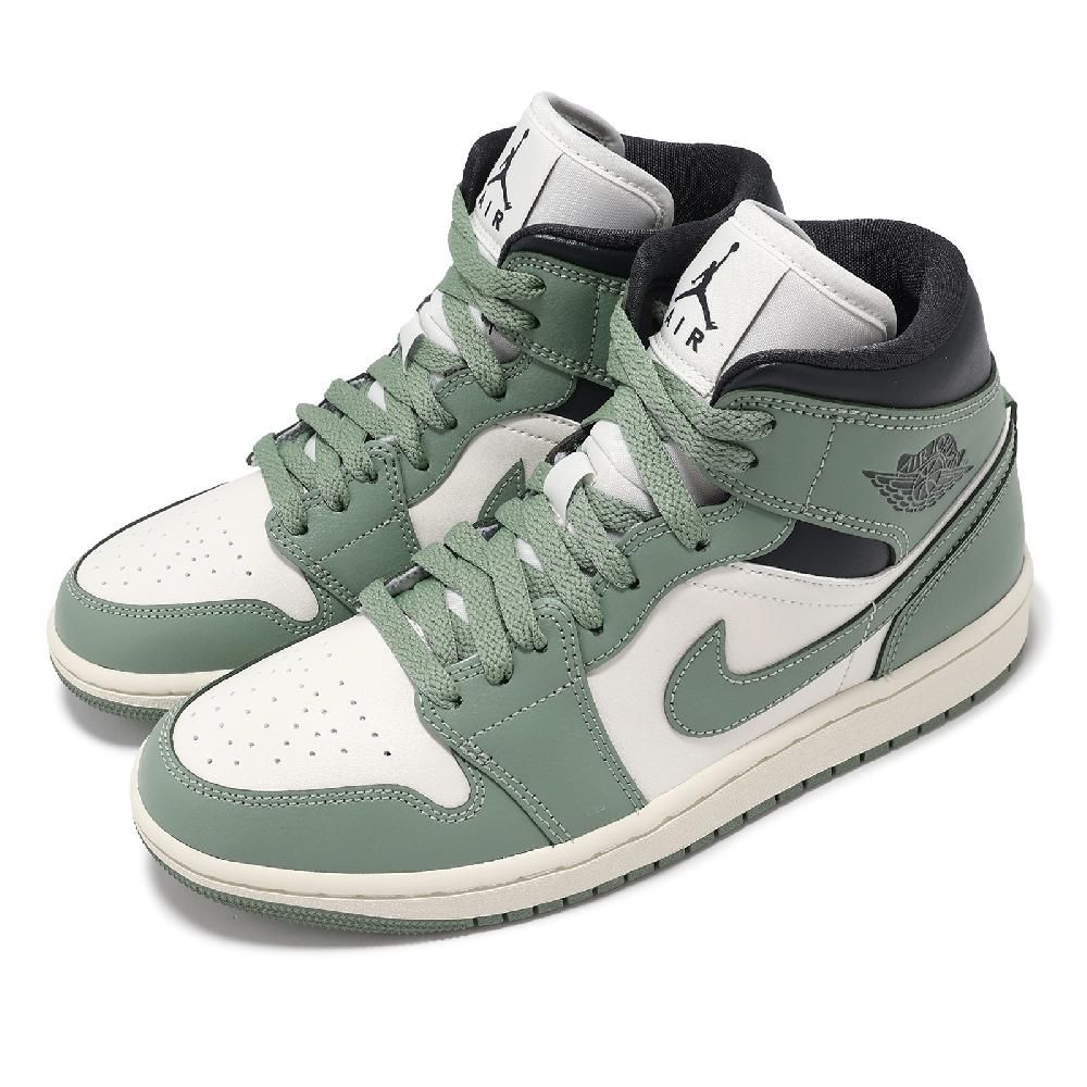 NIKE 耐吉   休閒鞋 Wmns Air Jordan 1 Mid 女鞋 男鞋 苔綠 黑 AJ1 中筒 BQ6472-130