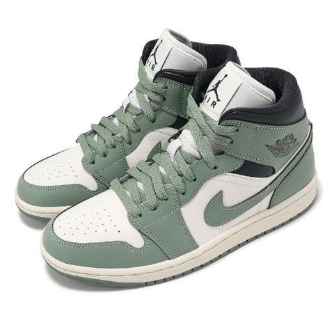 NIKE 耐吉 休閒鞋 Wmns Air Jordan 1 Mid 女鞋 男鞋 苔綠 黑 AJ1 中筒 BQ6472-130