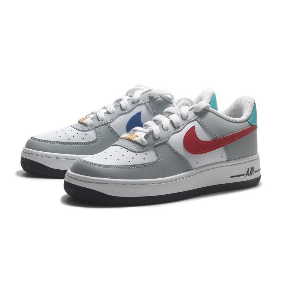 NIKE 耐吉  休閒鞋 AIR FORCE 1 LE GS 白灰 藍紅勾 鴛鴦 大童 女 HF0743-161