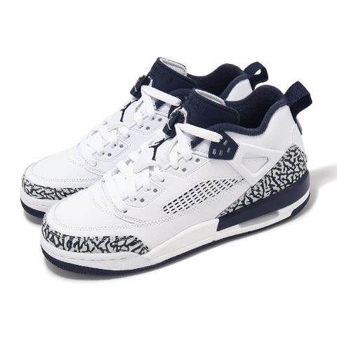 Nike 耐吉 休閒鞋 Jordan Spizike Low GS 大童 女鞋 白 海軍藍 爆裂紋 FQ3950-104