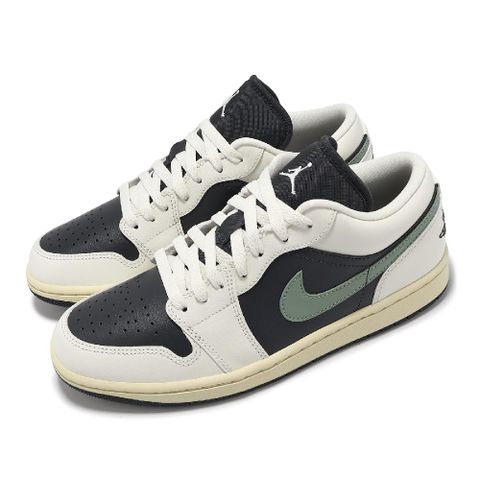 Nike 耐吉 休閒鞋 Wmns Air Jordan 1 Low Jade Smoke 女鞋 米白 黑 綠 AJ1 DC0774-001