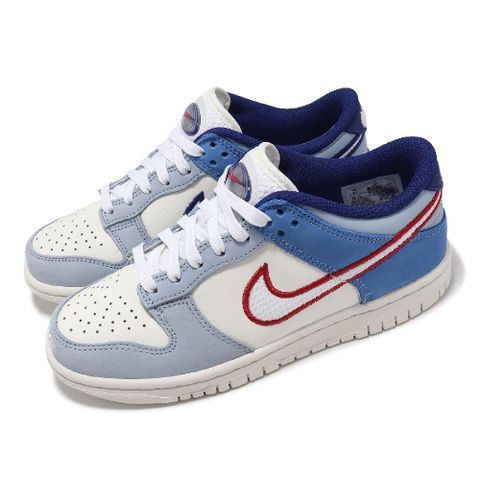 NIKE 耐吉 休閒鞋 Dunk Low GS 大童 女鞋 白 藍 經典 低筒 皮革 運動鞋 HF5742-111