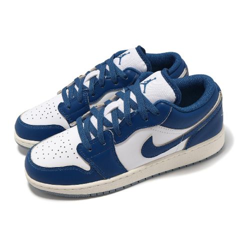 NIKE 耐吉 休閒鞋 Air Jordan 1 Low GS 大童 女鞋 軍藍 白 AJ1 低筒 FN9137-141