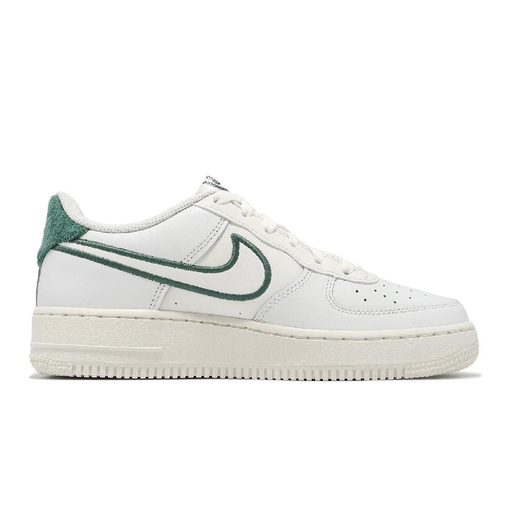 NIKE 耐吉   休閒鞋 Air Force 1 LV8 3 GS 大童 女鞋 白 綠 毛巾布 AF1 刺繡勾勾 FZ2008-100