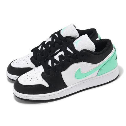 Nike 耐吉 休閒鞋 Air Jordan 1 Low GS 大童 女鞋 白 黑 綠 皮革 AJ1 553560-131