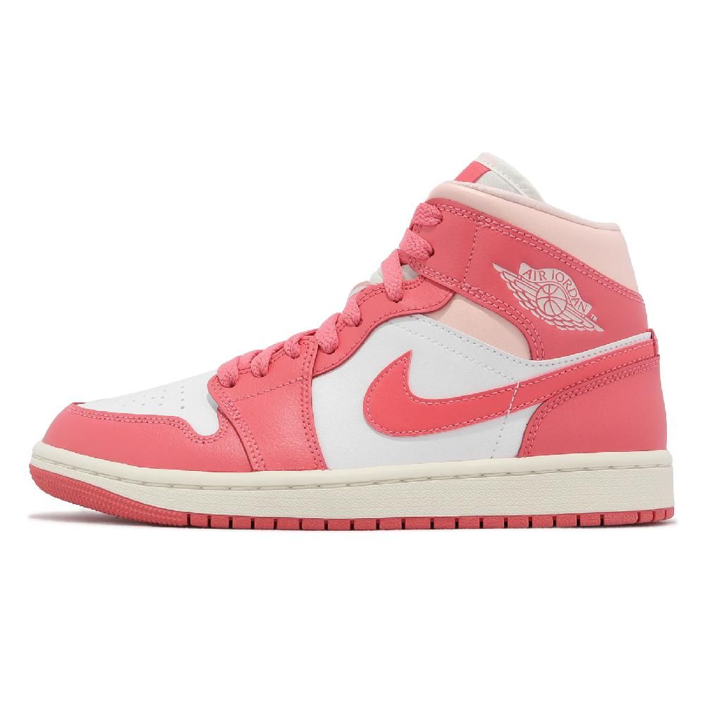 NIKE 耐吉   休閒鞋 Wmns Air Jordan 1 Mid 女鞋 男鞋 粉紅 白 草莓奶油 AJ1 一代 喬丹 BQ6472-186