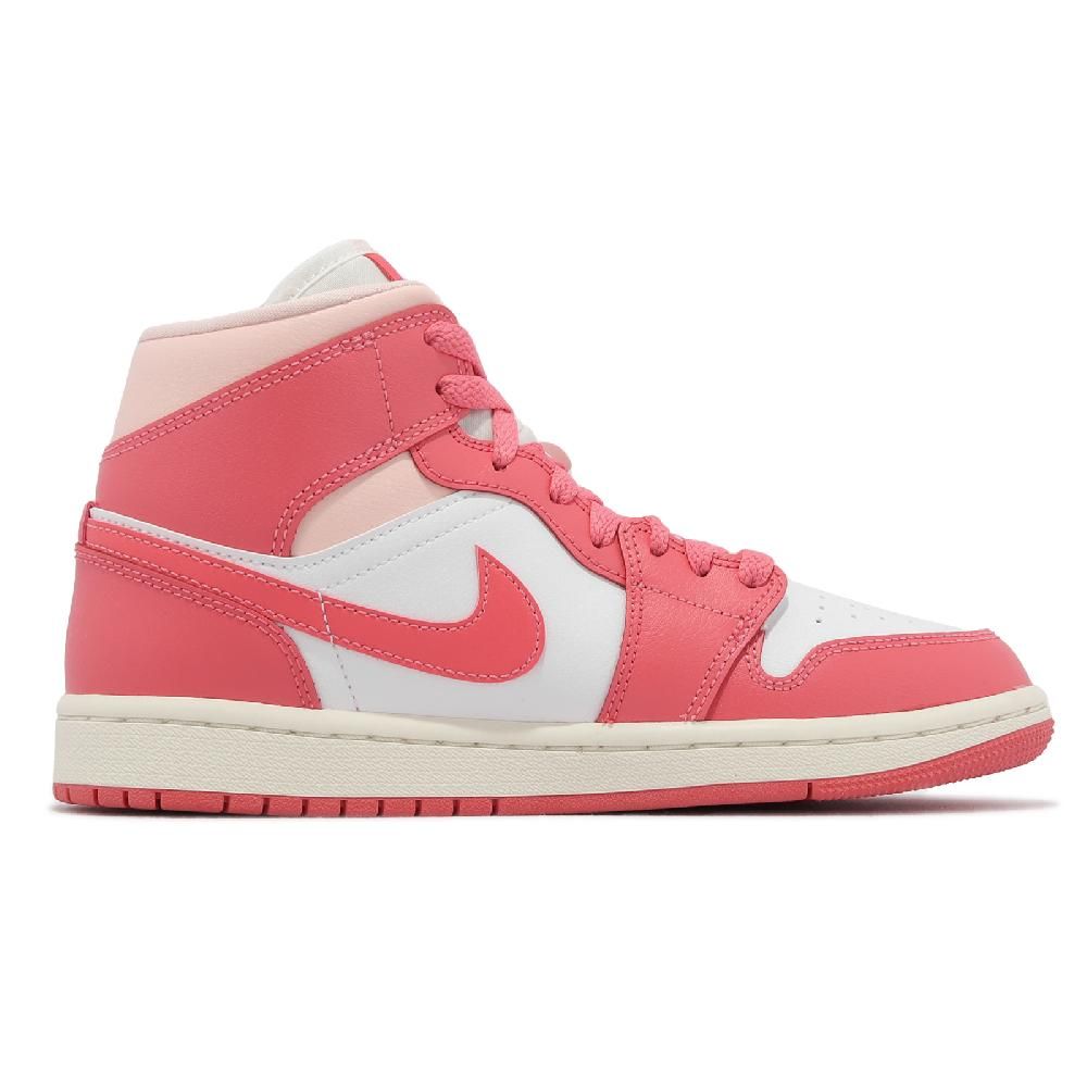 NIKE 耐吉   休閒鞋 Wmns Air Jordan 1 Mid 女鞋 男鞋 粉紅 白 草莓奶油 AJ1 一代 喬丹 BQ6472-186