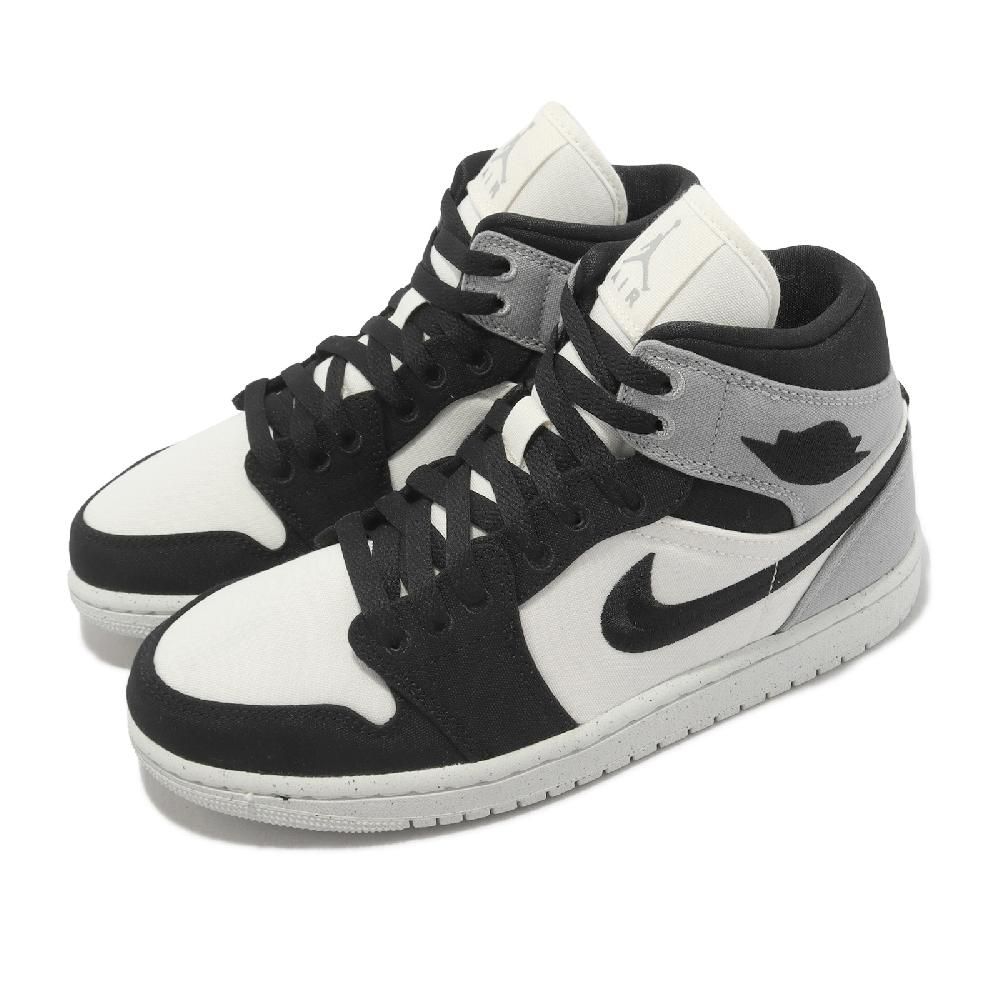 Nike 耐吉休閒鞋Wmns Air Jordan 1 Mid SE 女鞋男鞋白灰黑AJ1 帆布喬丹 