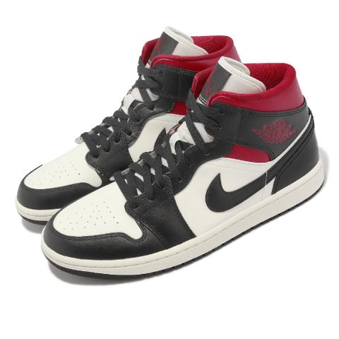 NIKE 耐吉 休閒鞋 Wmns Air Jordan 1 Mid 女鞋 黑 紅 Gym Red AJ1 喬丹 BQ6472-061