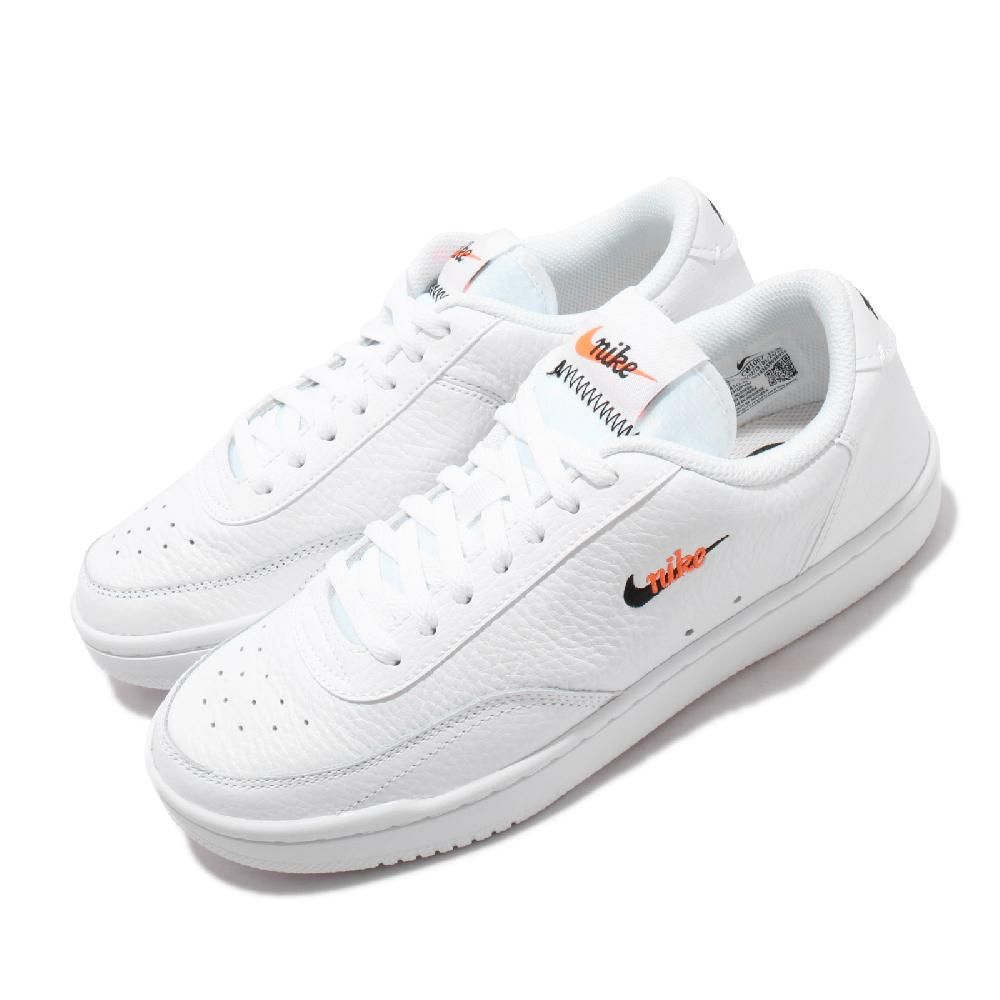 NIKE 耐吉  休閒鞋 Court Vintage 運動 男女鞋 基本款 皮革 復古小logo 白 橘 CW1067-100