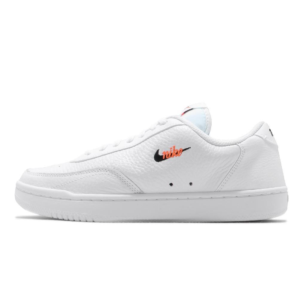 NIKE 耐吉  休閒鞋 Court Vintage 運動 男女鞋 基本款 皮革 復古小logo 白 橘 CW1067-100