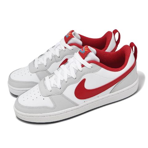 NIKE 耐吉 休閒鞋 Court Borough Low 2 GS 大童 女鞋 白 灰 紅 皮革 FZ5525-161