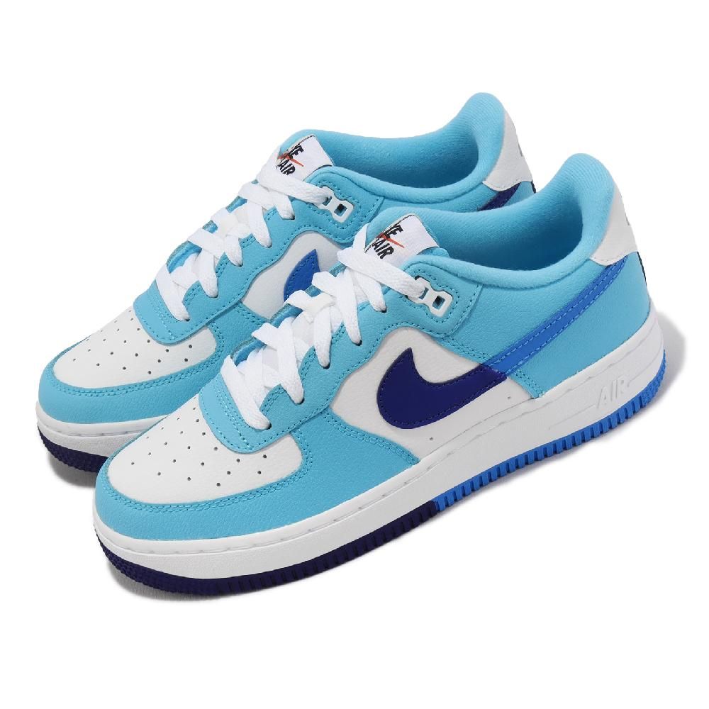 NIKE 耐吉   休閒鞋 Air Force 1 LV8 2 GS 女鞋 大童鞋 白 藍 皮革 AF1 經典  DZ2660-100