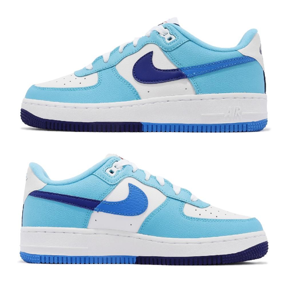 NIKE 耐吉   休閒鞋 Air Force 1 LV8 2 GS 女鞋 大童鞋 白 藍 皮革 AF1 經典  DZ2660-100