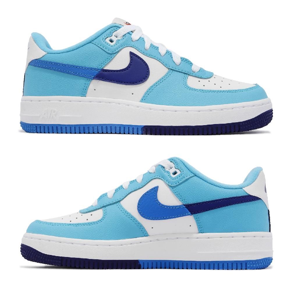 NIKE 耐吉   休閒鞋 Air Force 1 LV8 2 GS 女鞋 大童鞋 白 藍 皮革 AF1 經典  DZ2660-100