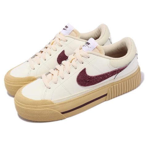 NIKE 耐吉 休閒鞋 Wmns Court Legacy Lift 女鞋 酒紅 奶油底 麂皮 厚底 DZ4766-133