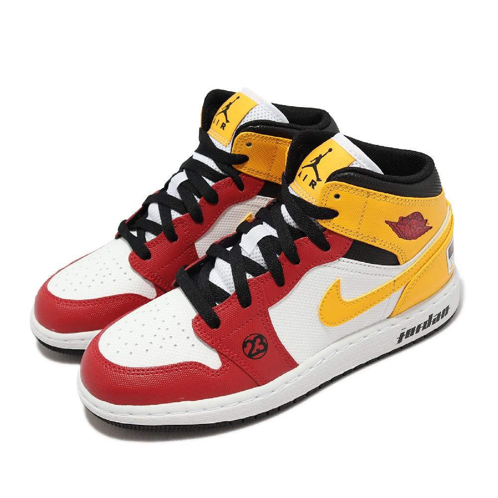 NIKE 耐吉   休閒鞋 Air Jordan 1 Mid SE GS 大童 女鞋 紅 黃 Motorsports DJ0336-067