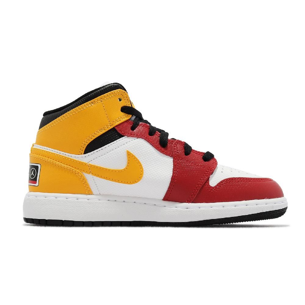 NIKE 耐吉   休閒鞋 Air Jordan 1 Mid SE GS 大童 女鞋 紅 黃 Motorsports DJ0336-067