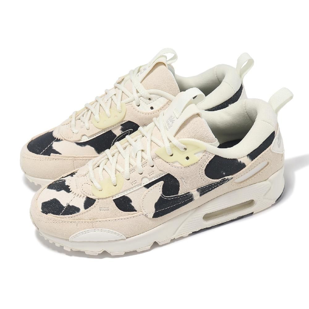 NIKE 耐吉   休閒鞋 Wmns Air Max 90 Futura 女鞋 米白 黑 Cow Print 氣墊 麂皮 FN7170-133