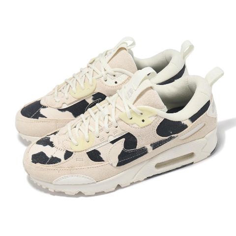 NIKE 耐吉 休閒鞋 Wmns Air Max 90 Futura 女鞋 米白 黑 Cow Print 氣墊 麂皮 FN7170-133