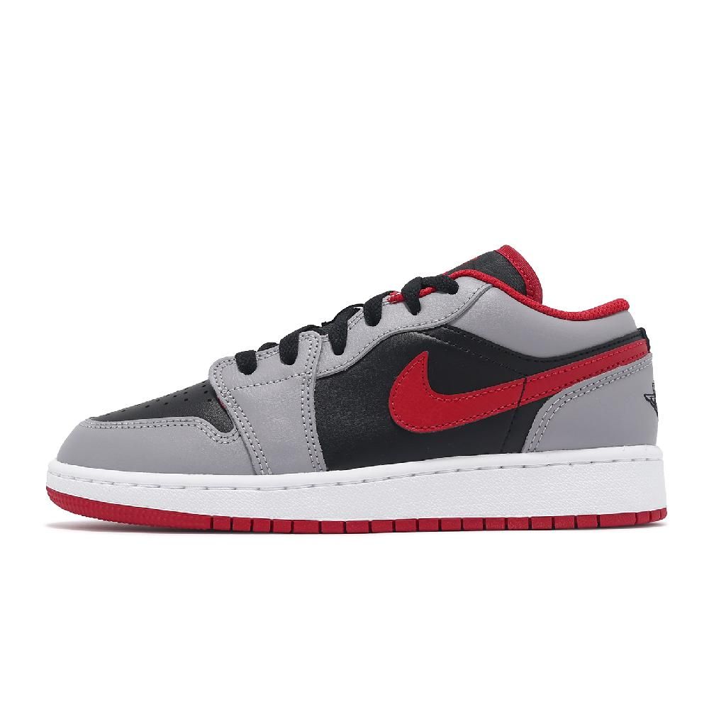 NIKE 耐吉   休閒鞋 Air Jordan 1 Low GS 大童 女鞋 灰 紅 AJ1 經典 運動鞋 553560-060