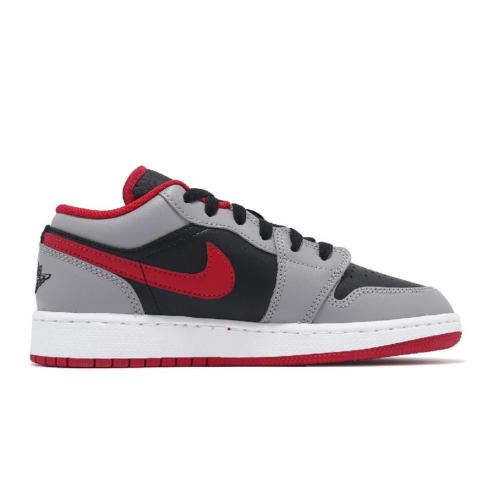 NIKE 耐吉   休閒鞋 Air Jordan 1 Low GS 大童 女鞋 灰 紅 AJ1 經典 運動鞋 553560-060