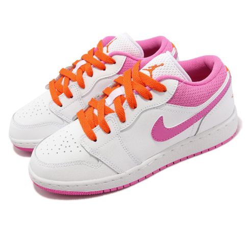 NIKE 耐吉 休閒鞋 Air Jordan 1 Low GS 大童 女鞋 白 粉紅 水蜜桃 1代 AJ1 喬丹 DR9498-168