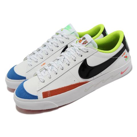 NIKE 耐吉 休閒鞋 Blazer Low 77 GS 大童 女鞋 白 黑 低筒 皮革 復古 童趣 塗鴉 DV1747-101