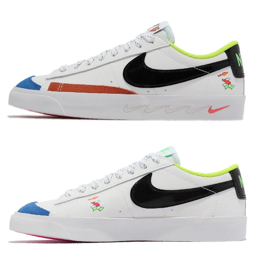 NIKE 耐吉   休閒鞋 Blazer Low 77 GS 大童 女鞋 白 黑 低筒 皮革 復古 童趣 塗鴉 DV1747-101