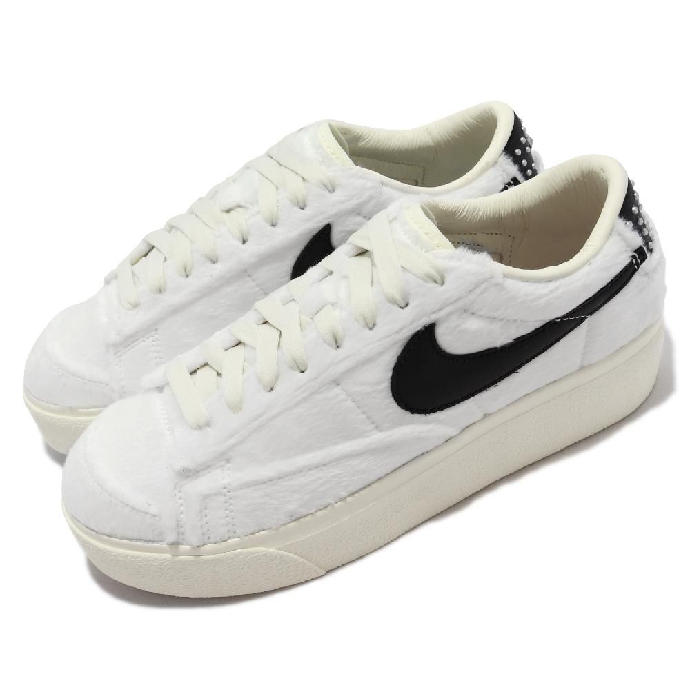 NIKE 耐吉   休閒鞋 Wmns Blazer Low Platform 女鞋 白 厚底 增高 毛料鞋面設計 鉚釘後跟 DO2115-133