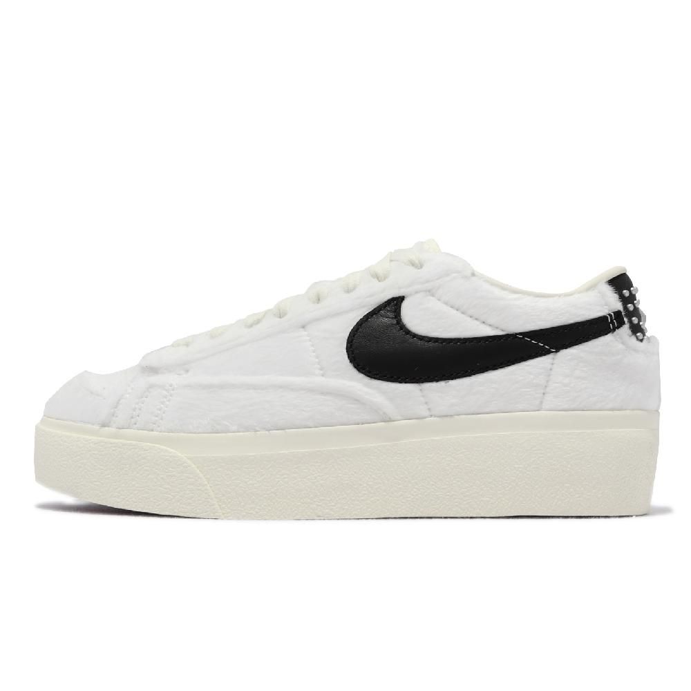 NIKE 耐吉   休閒鞋 Wmns Blazer Low Platform 女鞋 白 厚底 增高 毛料鞋面設計 鉚釘後跟 DO2115-133