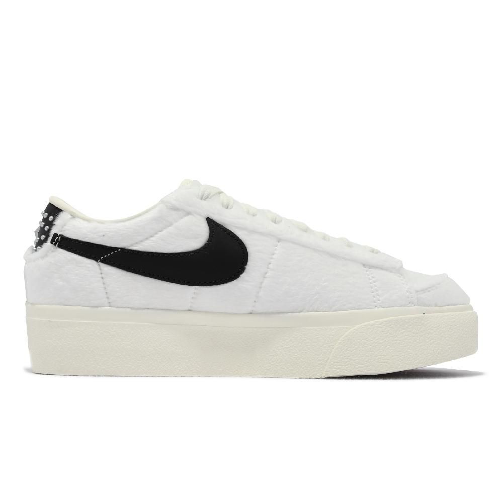 NIKE 耐吉   休閒鞋 Wmns Blazer Low Platform 女鞋 白 厚底 增高 毛料鞋面設計 鉚釘後跟 DO2115-133