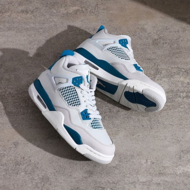 NIKE 耐吉  休閒鞋 AIR JORDAN 4 GS 白藍 AJ4 復刻 經典 大童 女 HF4281-141