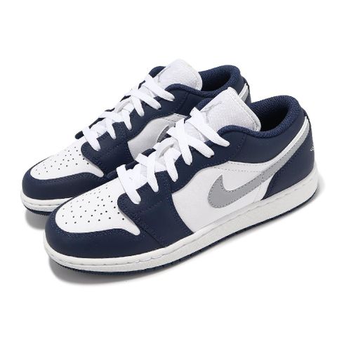 NIKE 耐吉 休閒鞋 Air Jordan 1 Low GS 大童 女鞋 藍 白 AJ1 經典 553560-141