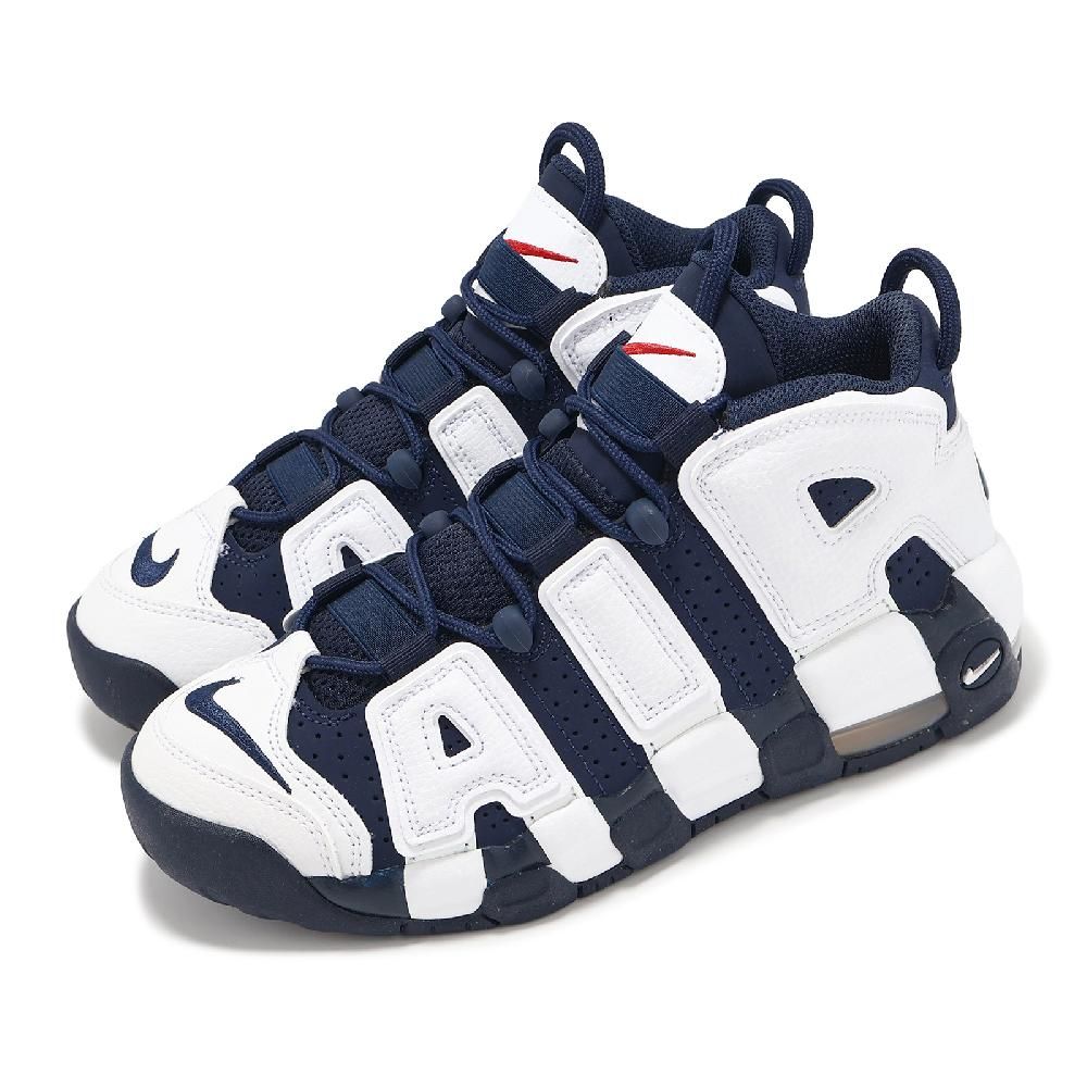 NIKE 耐吉   休閒鞋 Air More Uptempo GS 大童 女鞋 藍 白 奧運 美國隊 氣墊 FV5371-100