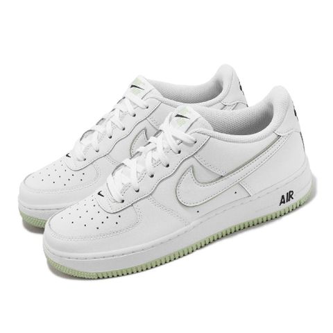 NIKE 耐吉 休閒鞋 Air Force 1 GS 女鞋 大童鞋 白 綠 抹茶色 皮革 滾邊 AF1 CT3839-108