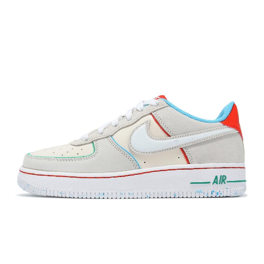 NIKE 耐吉   休閒鞋 Air Force 1 LV8 2 BG 大童 女鞋 AF1 米白 藍綠 FQ8350-110