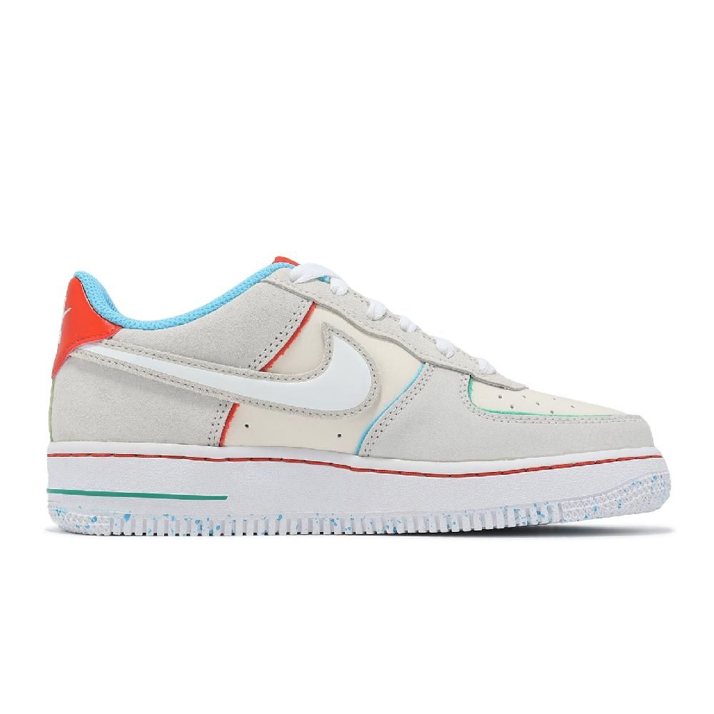 NIKE 耐吉   休閒鞋 Air Force 1 LV8 2 BG 大童 女鞋 AF1 米白 藍綠 FQ8350-110